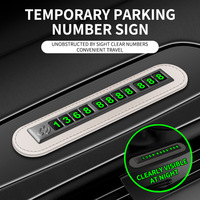 Placa de número de teléfono de estacionamiento temporal para coche, soporte móvil que brilla en la oscuridad, Metal + PU, Kits interiores para salpicadero, esencial de gama alta