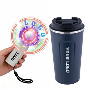 Best Selling Wholesale High Quality Custom Logo Led Message Handheld Fan Mini Seven Color Promo Business Event Gift - Product Image 1