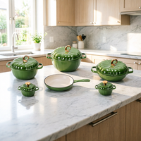 Ensemble de cuisson extérieur en fonte émaillée minimaliste, taille personnalisable, avec cocotte et four hollandais