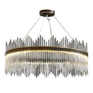 Anneau de salon d'hôtel créatif post-moderne anneau en cristal connecté suspension en verre clair - Product Image 6