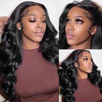 Perruques en Cheveux Humains 100% Vrais, Cheveux Bruts, Dentelle HD, pour Femme, Frontale en Dentelle, Ondulés Afro, Noirs Bouclés