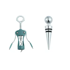 Bán buôn hợp kim đa chức năng rượu vang corkscrew bia Opener với rượu vang Stopper 2 cái thiết lập cho hộ gia đình món quà kỳ nghỉ