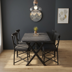 Mesa de Cocina Duradera, Ecológica, Portátil, Moderna, Impermeable, de Aglomerado y Metal, Multifuncional, Muebles para Comedor - Product Image 5