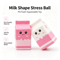 Cadeau promotionnel écologique amusant en mousse PU anti-stress en forme de lait, boule anti-stress à presser