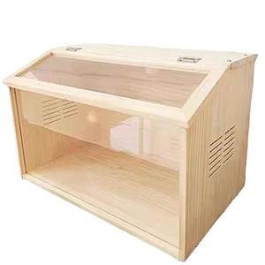 Terrario de madera para robinos, suministros de paisajismo, caja de madera maciza para hámsteres y chinchillas, caja transparente de acrílico aislada para mascotas - Product Image 2