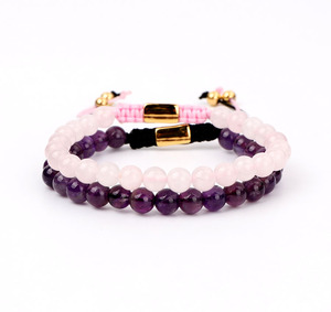 <span class=keywords><strong>Bracciale</strong></span> da Donna alla Moda con Perline di Pietre Preziose Naturali: <span class=keywords><strong>Quarzo</strong></span> <span class=keywords><strong>Rosa</strong></span> e Ametista - Product Image 1