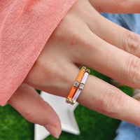 Godki — bagues réglables en laiton revêtu émaillé, bijoux, design simple, couleur néon, cristal coloré, nouvelle mode