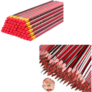 Crayon 2B professionnel pour étudiants, crayon hexagonal de qualité supérieure, crayon en bois avec logo personnalisé, crayon rouge avec gomme - Product Image 2