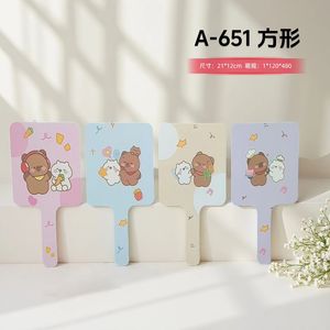 A652 Round Handheld Makeup <b>Mirror</b> 21x12cm Cute Cartoon Design Portable For Students And Travel Use - Product Image 5