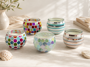 เทียนศิลปะโบฮีเมียนทำด้วยมือในโถแก้วพร้อมลวดลายดอกไม้สีสันสดใสสำหรับตกแต่งบ้าน - Product Image 4