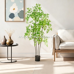 Árbol Artificial de Nandina Domestica, Maceta Grande, Bambú Sagrado Nórdico, Follaje Artificial para Decoración de Interiores, Hogar, Oficina, Jardín, 210 cm - Product Image 4