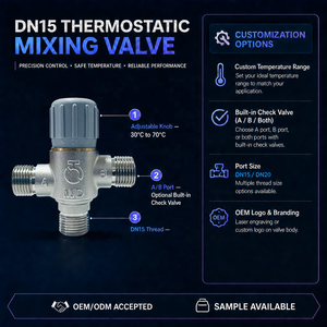 <span class=keywords><strong>Valvola</strong></span> di deviazione termostatica regolabile in ottone 30/70 DN15 a 3 vie autoattuata per scaldabagno solare - Product Image 2