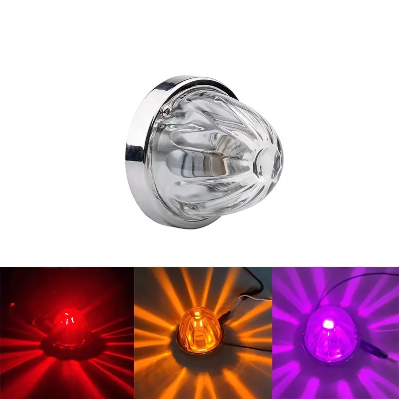 Glass lens clear red amber high brightness truck led light watermelon lights semi truck lights