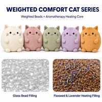 Jouets en peluche lestés personnalisés OEM, chat en peluche avec perles de verre chauffantes, thérapie sensorielle par pression profonde, cadeau apaisant