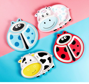 Incassable Assiettes Divisées <span class=keywords><strong>Micro</strong></span>-ondes <span class=keywords><strong>Plateau</strong></span> Allant Au Lave-Vaisselle pour Enfants En Plastique de Paille De Blé De Récipient de Nourriture - Product Image 3