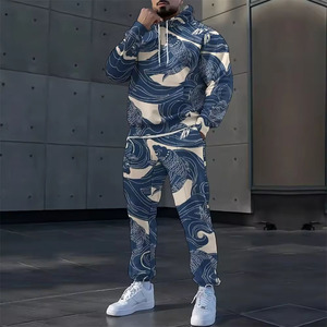 Men's Tùy Chỉnh Tracksuit Set Phòng Tập Thể Dục Đa Màu Sắc Dệt Kim Áo Thun Áo Len Jumper Phù Hợp Với Vải Dệt Kim Mùa Thu Cá Mập In Mô Hình Áo - Product Image 1