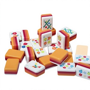 Fichas de Mahjong Americanas de PVC, Personalizadas, de Cuatro Capas, con Bloques de Color, Mini Juego de Mahjong Portátil para Viajes, Juego Manual - Product Image 1