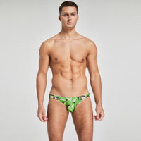 Sous-vêtements pour hommes, caleçons string taille basse avec logo imprimé sur la ceinture, en soie glacée tricotée, polyester antibactérien, grandes tailles