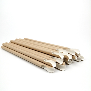 Gorlando Kraft marrón pajitas de papel con cuchara - Product Image 3