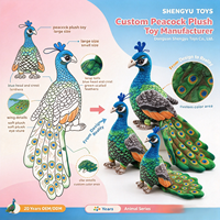 Peluche Paon Vert Simulé Personnalisée Mignonne, Poupée en Peluche Paon Bleu, Ornement Décoratif, Figurine en Peluche Oiseau Cadeau pour Enfants