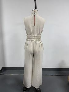 Women's Sleeveless Linen Cotton 2 Piece Set High Waist Wide Leg <b>Pants</b> and Puff Sleeve Top Casual <b>Summer</b> Outfit - Product Image 6