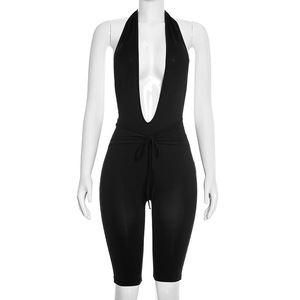 Viviblook C26JP020 Mono de Fiesta para Mujer, Nuevo, Sexy, Color Sólido, con Cordones, Estilo Halter, Largo Midi - Product Image 4