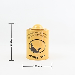 Boîte à thé en métal ronde personnalisée avec couvercle en dôme, jaune brillant, impression intégrale, vide, pour l'emballage de thé aux jujubes et de tisanes - Product Image 3