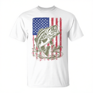 T-shirt patriotique pour jeunes avec drapeau américain et motif de pêche au caméleon - Product Image 2
