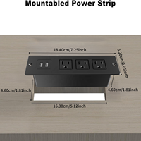 Multiprise encastrable 3 prises CA 2 ports USB Cordon plat Prise de bureau encastrée pour table de conférence îlot de cuisine