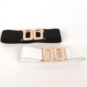 Popular Versatile Lady Black White Solid Color Elastic Small Belt Belt To Buckle Small Waist Seal
