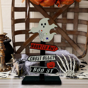 ของตกแต่งโต๊ะทำงานวันฮาโลวีน - ผีสุดหลอนพร้อมป้ายถนน "Haunted Hwy/Ghost Alley/Boo St" สำหรับตกแต่งบ้าน สำนักงาน หรืองานปาร์ตี้ - Product Image 5