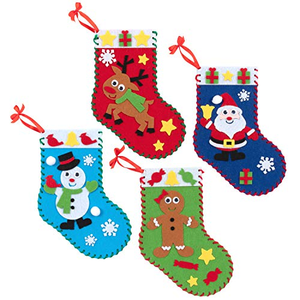 5 modèles de chaussettes de Noël en feutre à faire soi-même avec ornements, kits de couture faits à la main, décorations - Product Image 1