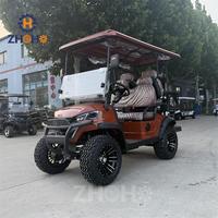 Voiturette de golf électrique longue portée 4 places avec réfrigérateur, housse de sac à balles et support de sac à balles