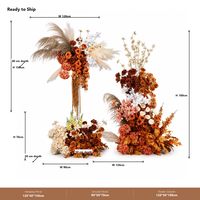 Ensemble floral artificiel marron caramel pour mariage, fleurs séchées d'herbe de la pampa pour l'automne, centre de table floral pour allée de mariage automnal