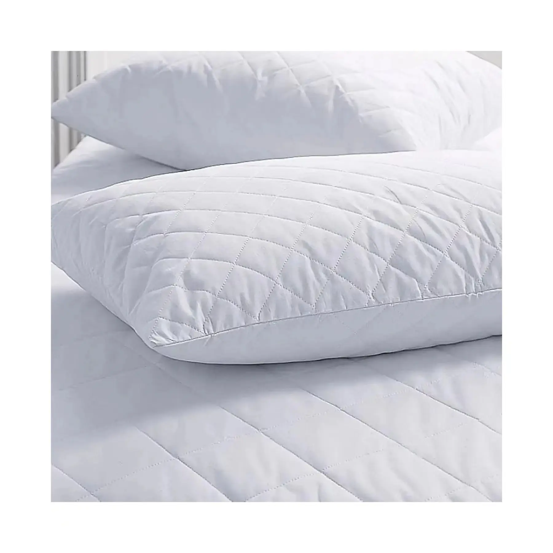 Özel lüks beyaz yastık kılıfı otel kapitone yastık koruyucu 4 paket