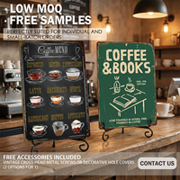 Letreros Metálicos Pequeños con MOQ Bajo, Placa de Hojalata Vintage 'Tiempo de Café', Arte Personalizado para Pared, Decoración de Hojalata para Club, Pub, Cafetería, Póster, Regalo