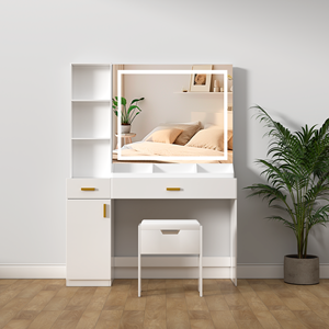 Bàn trang điểm hiện đại Hanyee chất lượng cao, điều khiển cảm ứng, chất liệu gỗ, đèn LED có thể điều chỉnh độ sáng, dành cho phòng ngủ, bàn trang điểm, nội thất. - Product Image 4