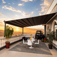 Pergola de terrasse automatique avec toit rétractable en PVC, imperméable, télécommandée