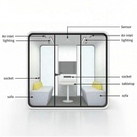 Cabine acoustique insonorisée pour 2 personnes, en alliage d'aluminium, avec chaises, pour bureau ou studio d'enregistrement.