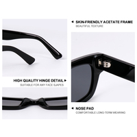 Lunettes de soleil polarisées pour hommes, lunettes de soleil de luxe à la mode, lunettes de soleil noires, petites lunettes carrées, verres roses polarisés, lunettes de soleil en acétate pour femmes