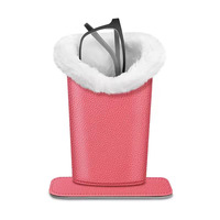 Porte-lunettes doublé en peluche rose en cuir Pu support étui à lunettes de protection pour bureaux ou tables de chevet