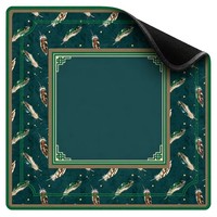 Tapis de Mahjong Personnalisé Marque FM, Motif Floral Tropical Vibrant, Cadre Vert Citron Chartreuse, Rayures Ondulées Orange Rosé, Mahjong Vierge
