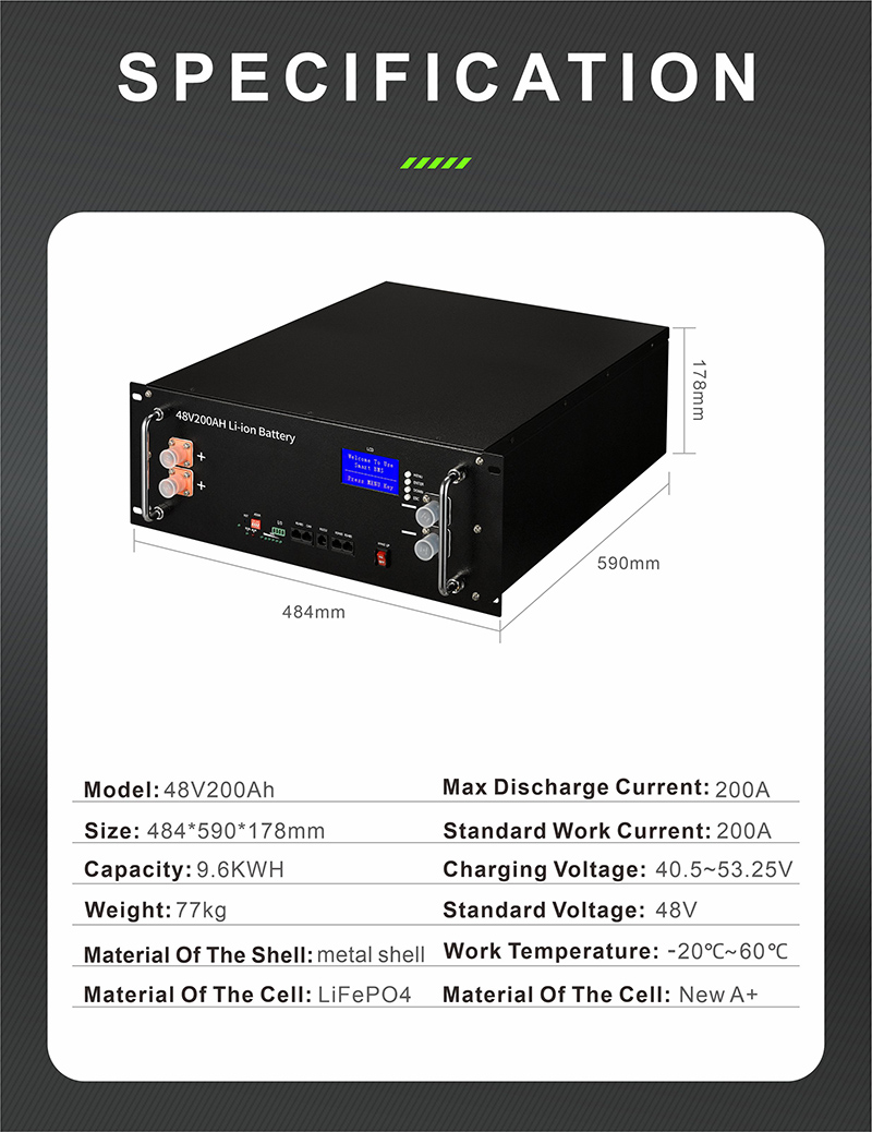 100Ah 5000WH 48V Lifepo4 Lithium Ion Battery For Backup Power Solar Energy Storage Systems
