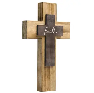 Cruz de madera para pared, Cruz religiosa, con gancho