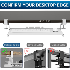 Pull Out Keyboard Mouse Tray Under <b>Desk</b> with <b>Adjustable</b> C-clamp - Product Image 4