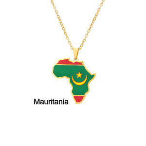 Collier en acier inoxydable avec pendentif carte des 34 pays du <span class=keywords><strong>continent</strong></span> <span class=keywords><strong>africain</strong></span> (Botswana, Algérie, Maroc, Cameroun) avec finition émaillée - Product Image 6