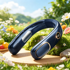 High Quality Wholesale Neck Bladeless Mini Silent Summer Wearable Fan 2400Mah Five Speeds Cooling Air Cooler - Product Image 1