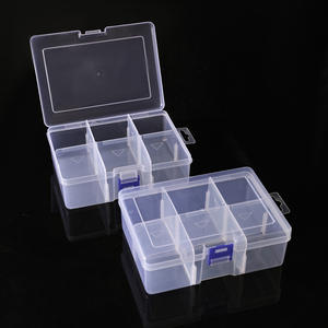 Caja de almacenamiento de plástico transparente con 6 compartimentos y tapa para joyería, herramientas, organización, diseño cubierto con forma rectangular - Product Image 2