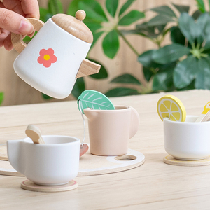 ชุดน้ำชาไม้สำหรับเด็กเล่น ชุดของเล่นทำอาหารสำหรับเด็กวัยหัดเดิน ของเล่นไม้เสริมพัฒนาการสำหรับเด็กชายและเด็กหญิง - Product Image 5