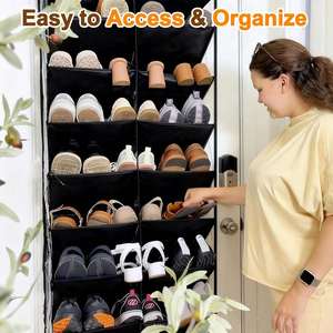 Organizador de Zapatos Personalizado para Colgar Sobre la Puerta, con 30 Bolsillos Transparentes, Almacenamiento de Zapatos Colgante para Armario, Estante de 10 Niveles para Zapatos - Product Image 4